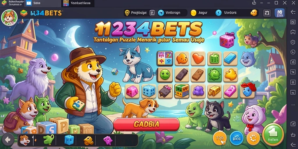 Screenshot gameplay 1234BETS menampilkan teka-teki kreatif yang menarik.