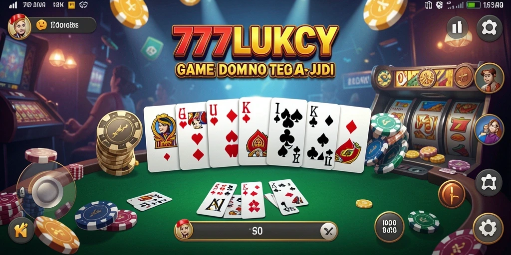 Tampilan gameplay 777LUKCY dengan aksi seru permainan Domino.