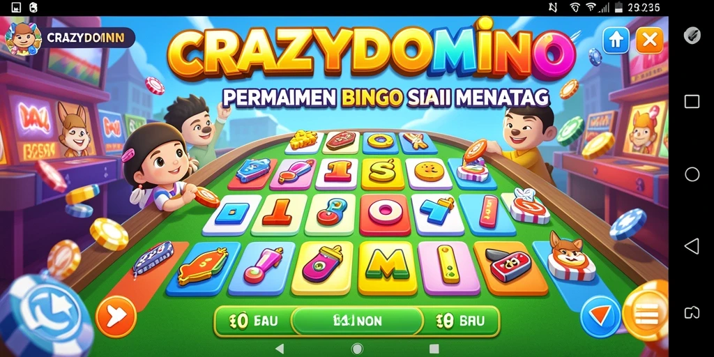 Tampilan menarik dari gameplay Bingo di CRAZYDOMINO.