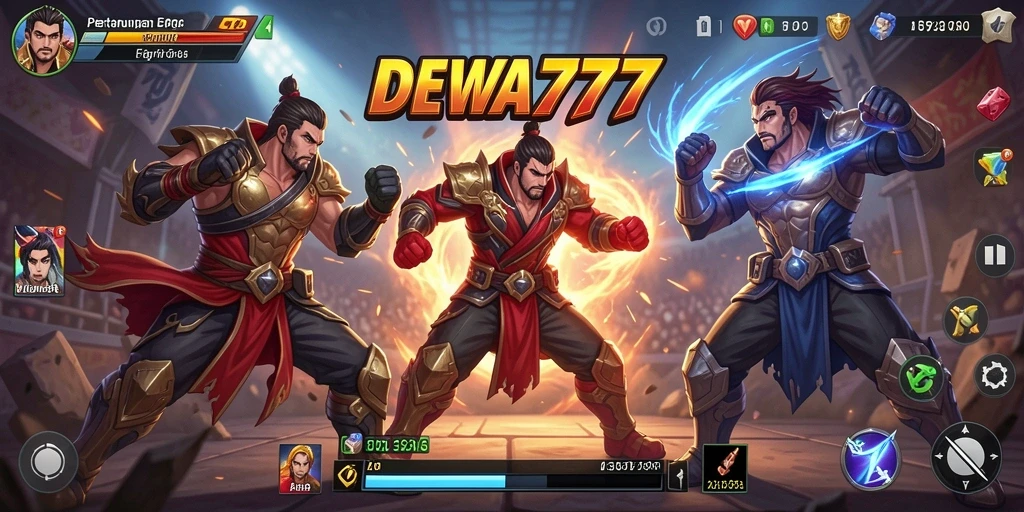 Screenshot gameplay DEWA777 menampilkan pertarungan epik antar karakter.