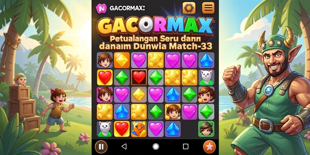 Screenshot utama GACORMAX menampilkan aksi seru gameplay Match-3.