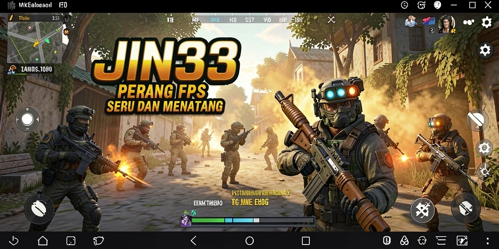 Tampilan gameplay yang mendebarkan dari JIN33 dengan aksi tembak-menembak intens.