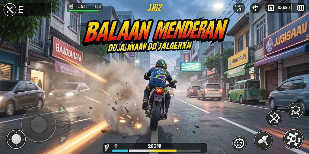 Screenshot gameplay JJ62 menampilkan balapan yang seru dan mendebarkan.