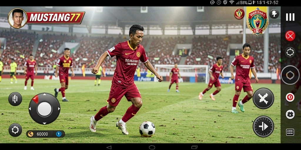 Gameplay seru <strong>MUSTANG77</strong> dengan aksi sepak bola yang mengesankan.