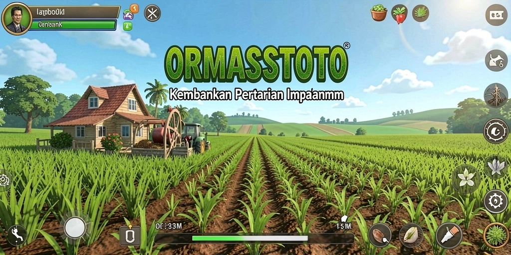 Tampilan gameplay di ORMASSTOTO yang menunjukkan keseruan bertani.
