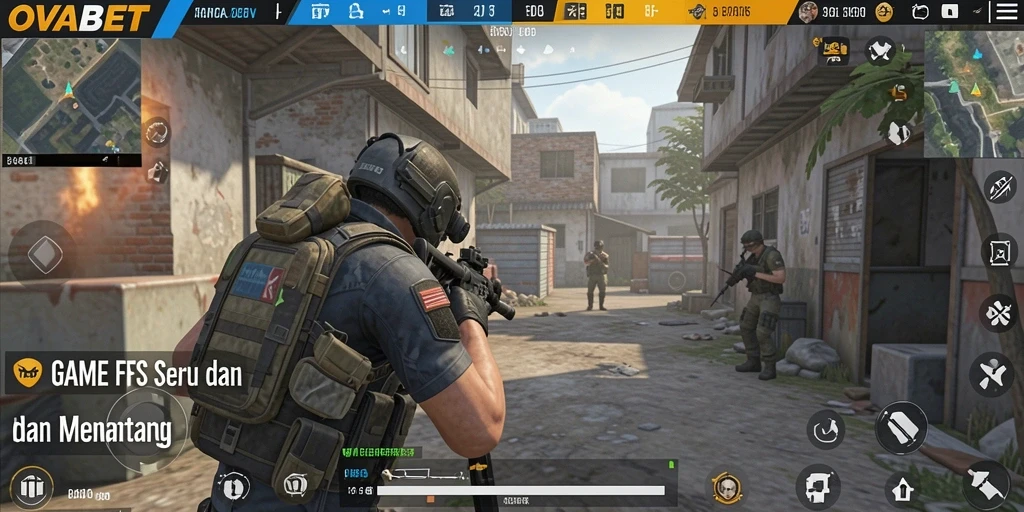 Tangkapan layar utama OVABET menampilkan pertempuran mendebarkan dalam game FPS.