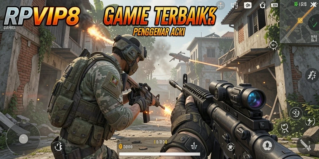 Tampilan gameplay intens penuh aksi dari RPVIP8.