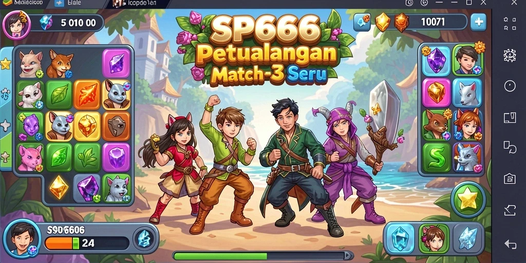 Tampilan gameplay seru SP666 dengan warna-warni mencolok.