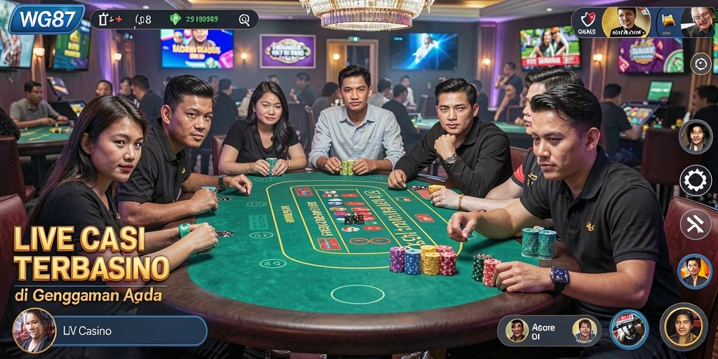 Tampilan gameplay Live Casino yang mendebarkan di WG87.