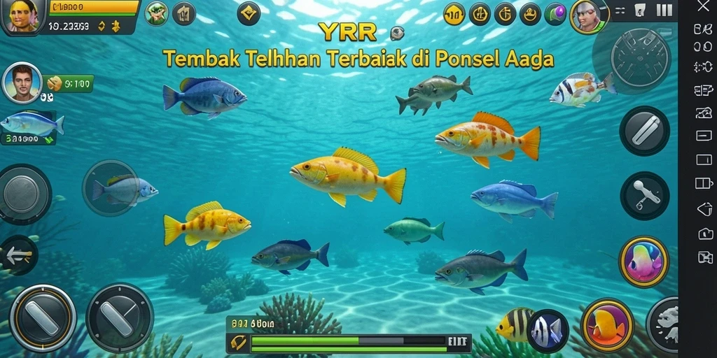 Gameplay seru di YYRR menembak berbagai jenis ikan.
